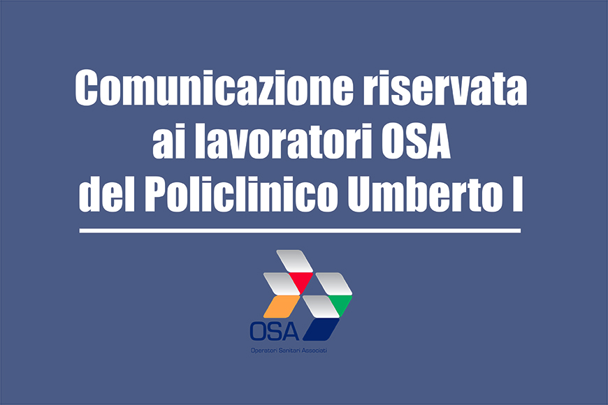 Comunicazione rivolta ai lavoratori OSA del Policlinico Umberto I