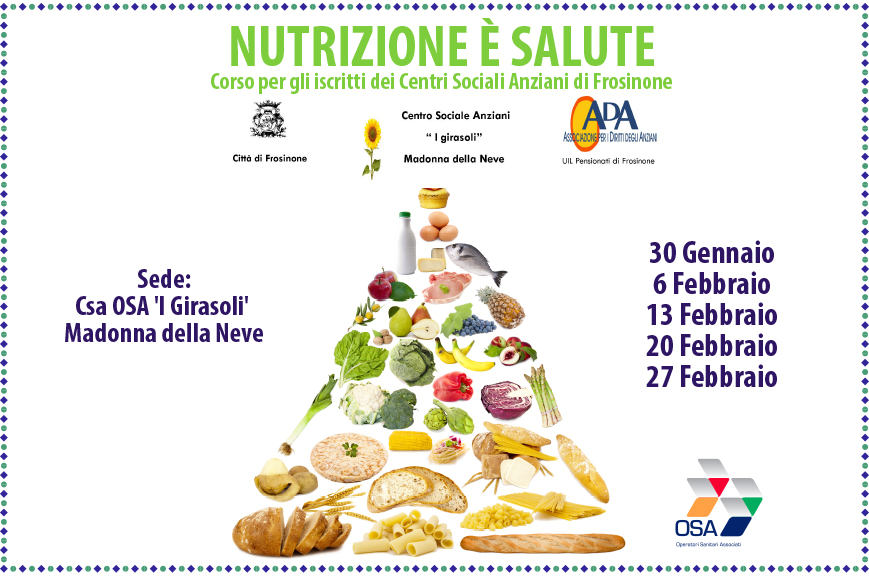 Nutrizione, cinque incontri per gli iscritti dei Csa OSA di Frosinone