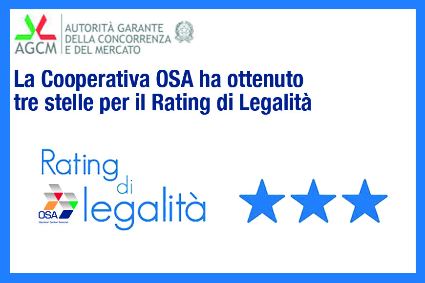 Rating di Legalità, OSA ottiene il punteggio massimo